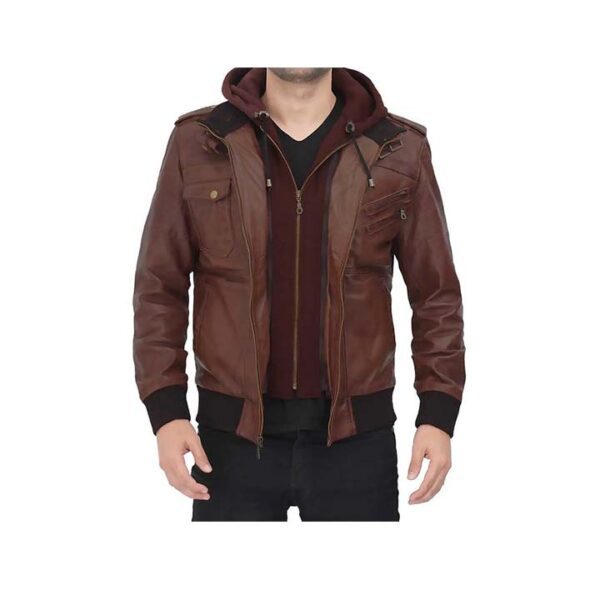 Leather Guerilla Brown Leather Jacket With Hood