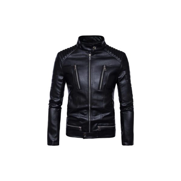 Black Classic Mens Stylish Original Leather With Cross Zip Jacket