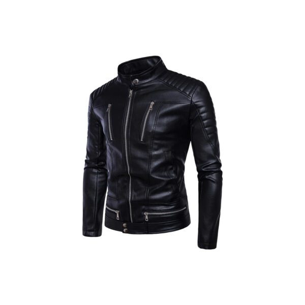 Mens Stylish Classic Black Original Leather With Cross Zip Jacket