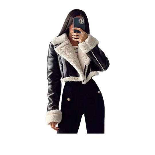 Shearling-Asymmetrical-Womens-Leather-Cropped-Jacket